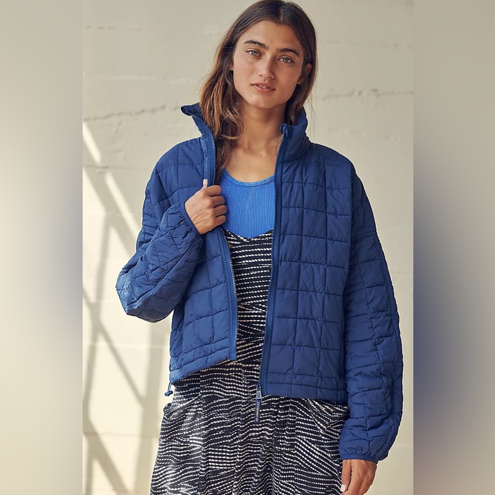 FREE PEOPLE POPPY PACKABLE PUFFER JACKET FRENCH NAVY SZ S